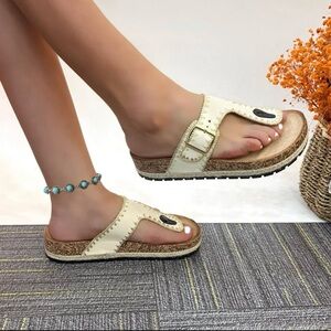 Women's Cream Sandals with Buckle